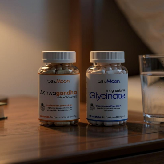 🌙 Zen Set | Glicinato de Magnesio 120 cápsulas 600 mg + Ashwaganda 120 cáspulas 500 mg