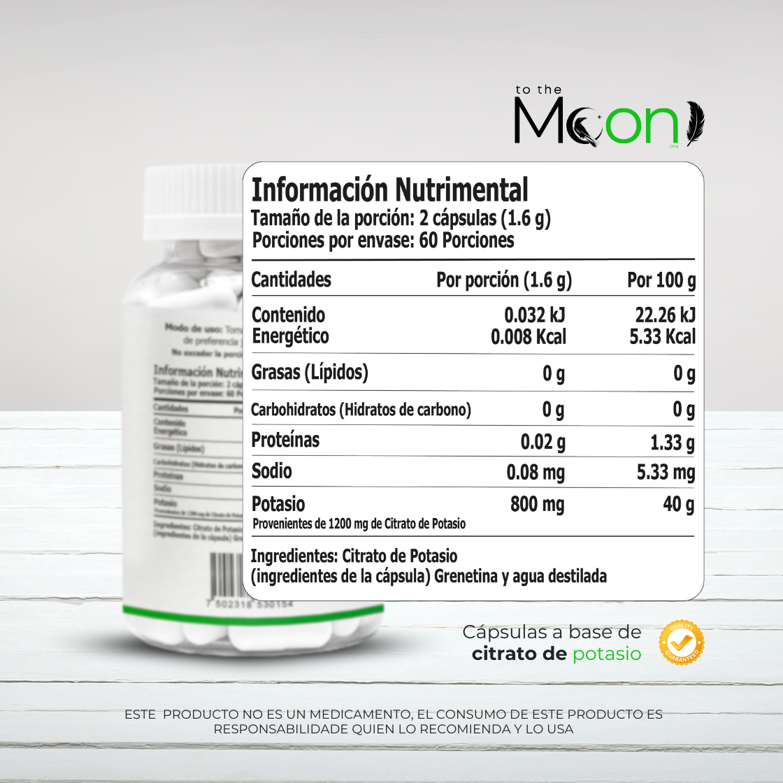 Citrato de Potasio 120 cápsulas 800mg