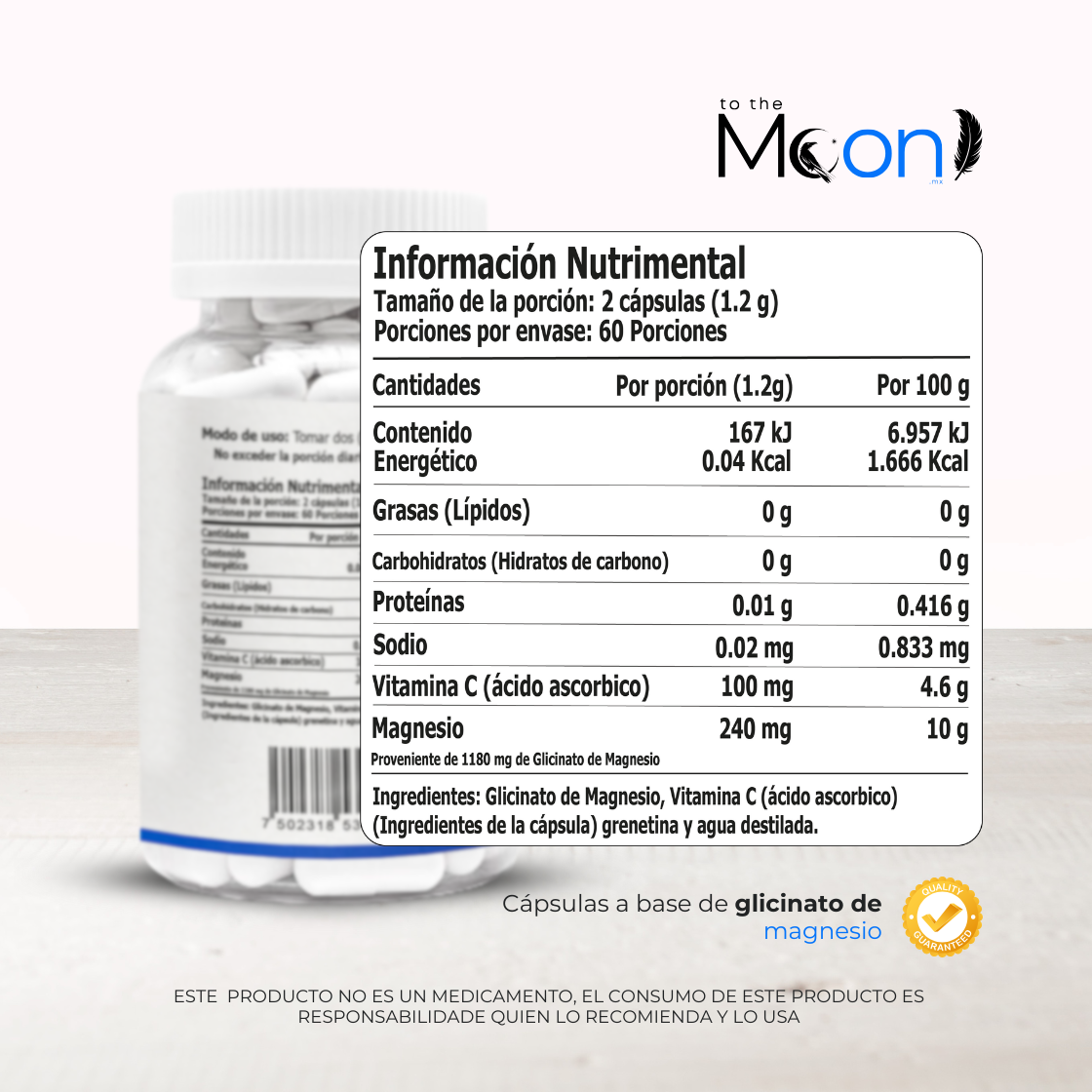 Glicinato de Magnesio 120 caps 600mg