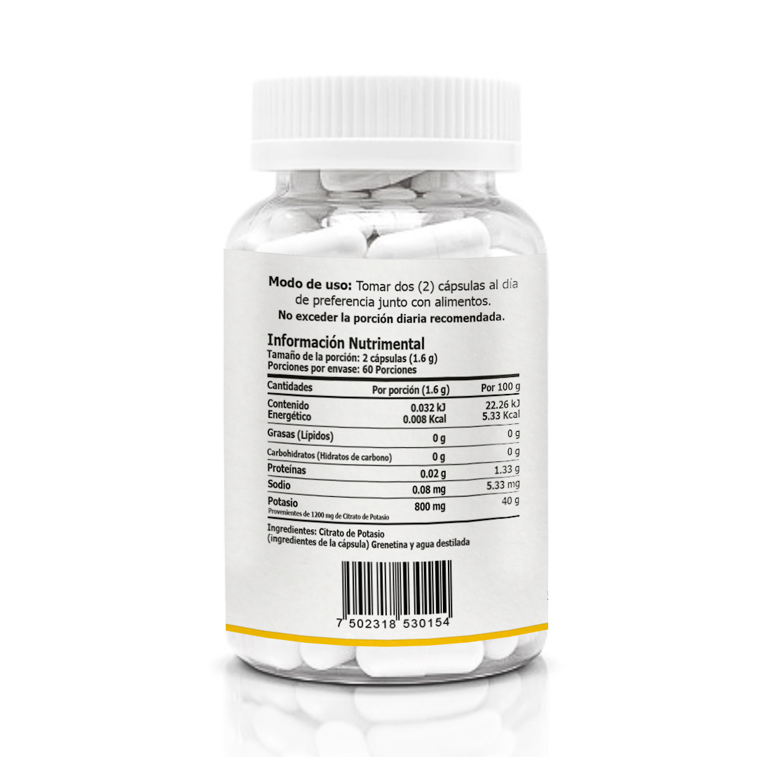 Citrato de Potasio 120 cápsulas 800mg