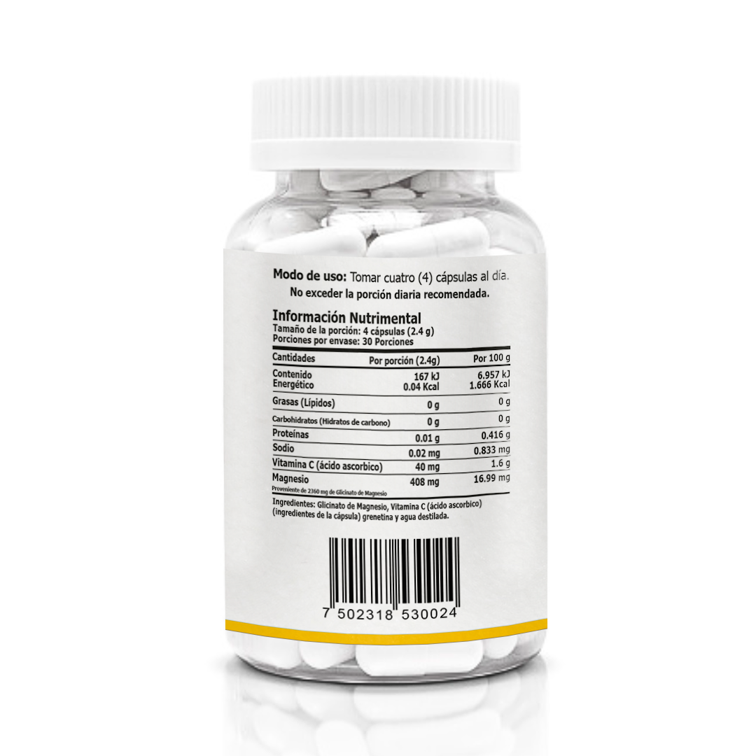 Glicinato de Magnesio 120 caps 600mg