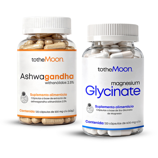 🌙 Zen Set | Glicinato de Magnesio 120 cápsulas 600 mg + Ashwaganda 120 cáspulas 500 mg