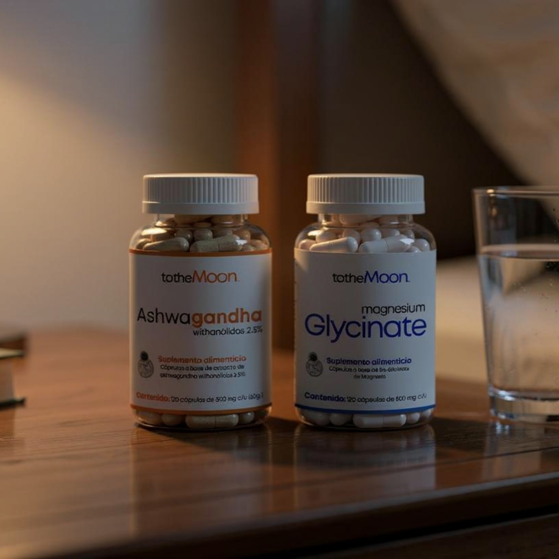 🌙 Zen Set | Glicinato de Magnesio 120 cápsulas 600 mg + Ashwaganda 120 cáspulas 500 mg