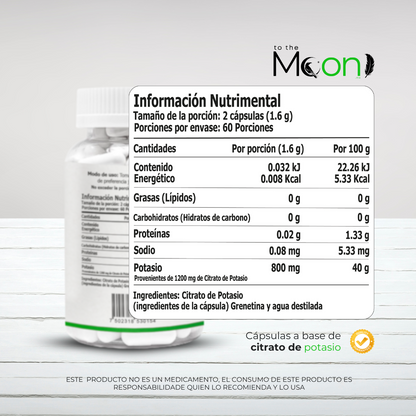 Citrato de Potasio 120 cápsulas 800mg
