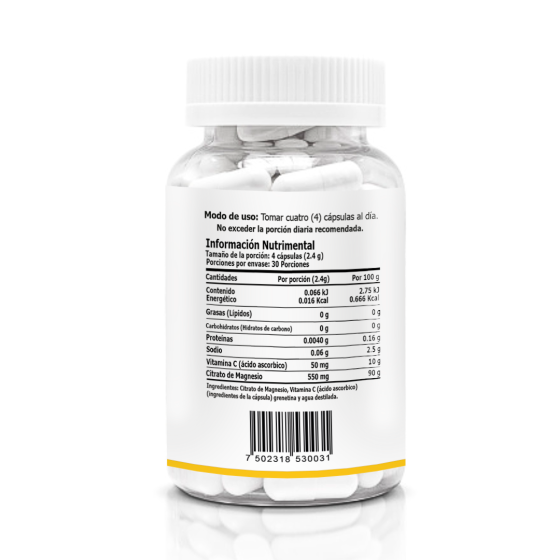Citrato de Magnesio 120 Cápsulas 600mg