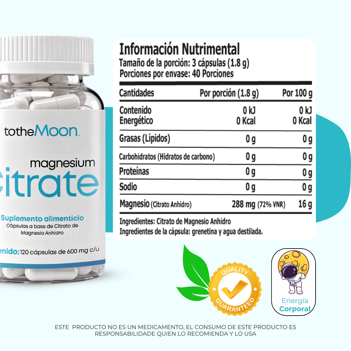 ✨ Citrato de Magnesio 120 cápsulas 600 mg | Equilibrio Corporal y Movimiento Consciente