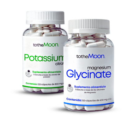 🌟❤️ Vital Flow Set | Glicinato de Magnesio 120 cápsulas 600mg y Citrato de Potasio 120 cápsulas 800 mg
