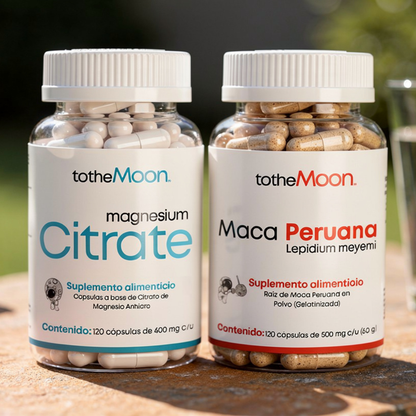 💪🌱Vitality Set | Citrato de Magnesio 120 cápsulas 600 mg + Maca Peruana 120 cápsulas 500 mg c/u
