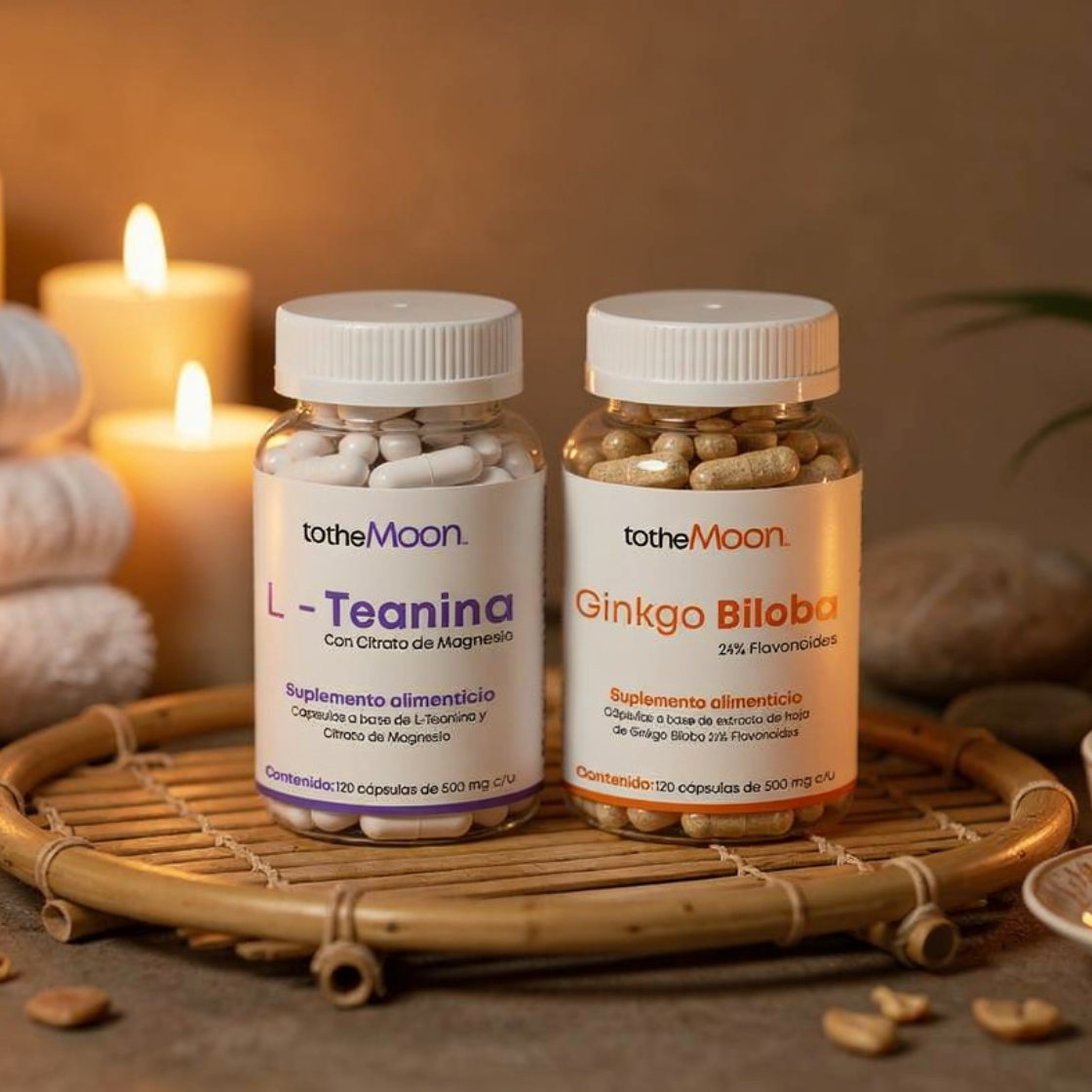 🧠🌙Mental Balance Set | Ginkgo Biloba 120 cápsulas 500 mg - L Teanina 120 cápsulas 500 mg