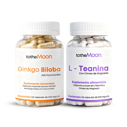 🧠🌙Mental Balance Set | Ginkgo Biloba 120 cápsulas 500 mg - L Teanina 120 cápsulas 500 mg