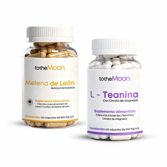 🧠✨🍄 Neuro Flow Set | Melena de León 120 cápsulas 500 mg + L -Teanina 120 cápsulas 500 mg