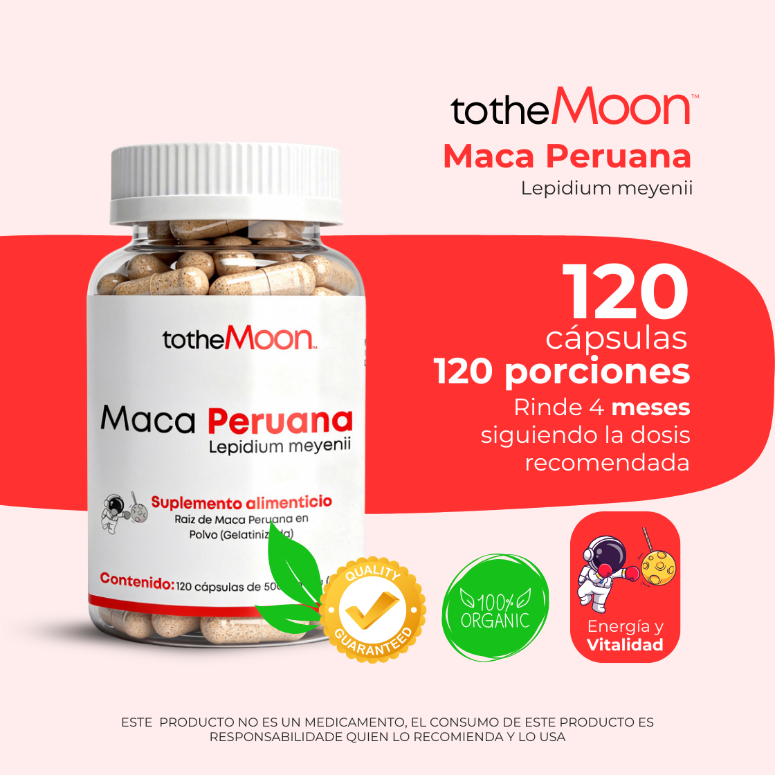 💪 Maca Peruana | 120 cápsulas de 500 mg | Vitalidad para tu día