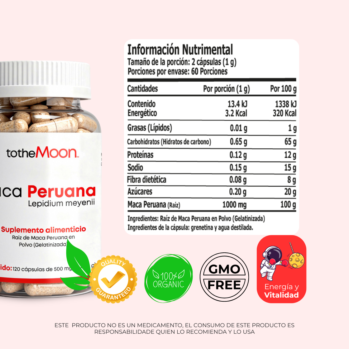 💪 Maca Peruana | 120 cápsulas de 500 mg | Vitalidad para tu día