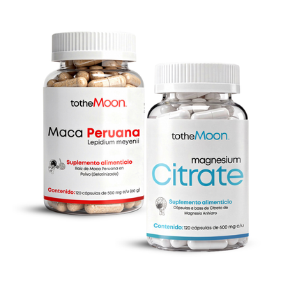 💪🌱Vitality Set | Citrato de Magnesio 120 cápsulas 600 mg + Maca Peruana 120 cápsulas 500 mg c/u