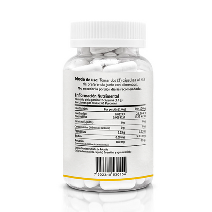 Citrato de Potasio 120 cápsulas 800mg