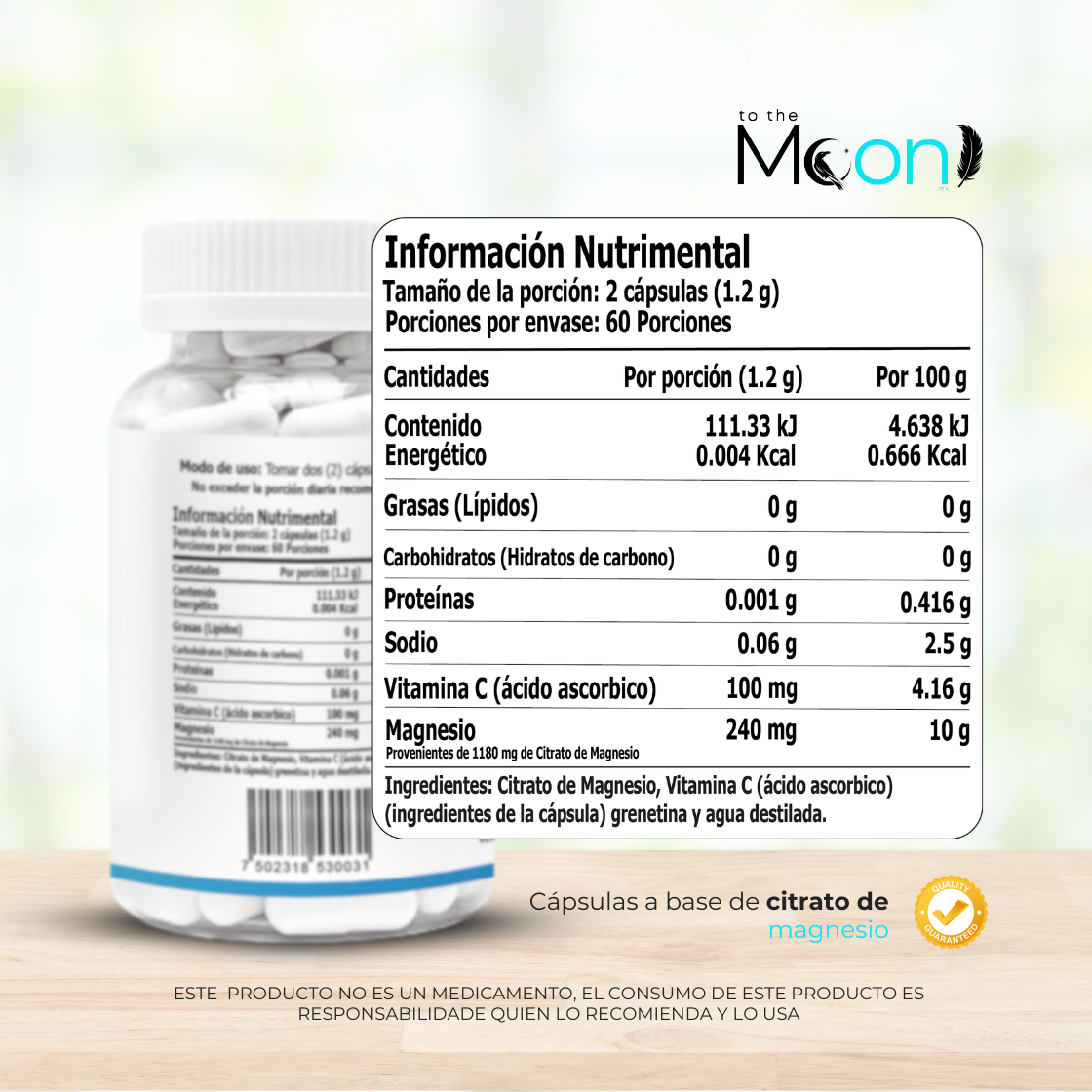 Citrato de Magnesio 120 Cápsulas 600mg