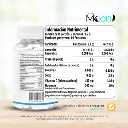 Citrato de Magnesio 120 Cápsulas 600mg