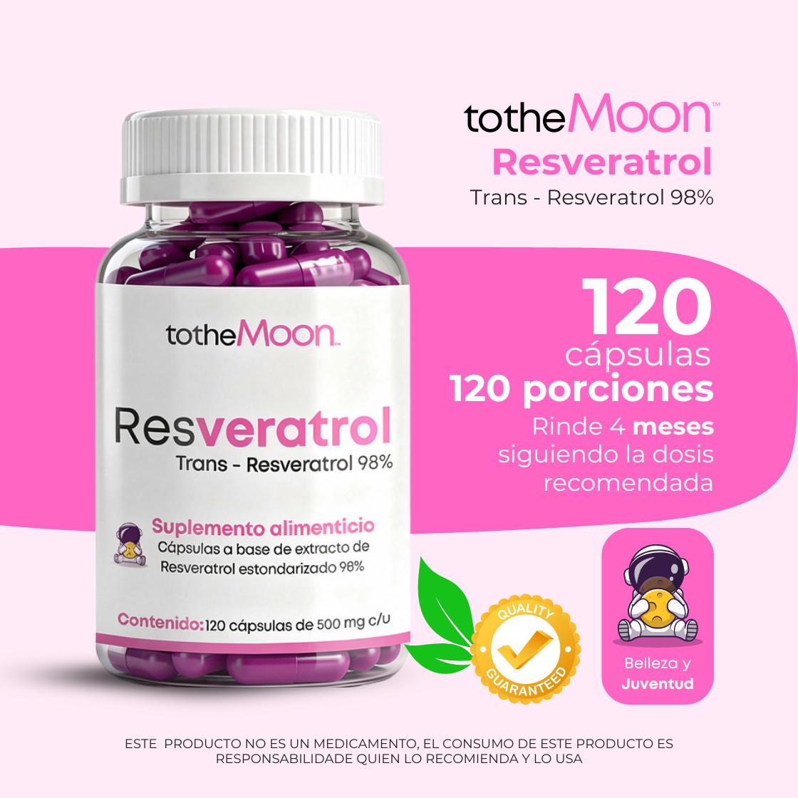 🛡️ TRANS-RESVERATROL 98% | Guard | 120 capsulas de 500 mg c/u