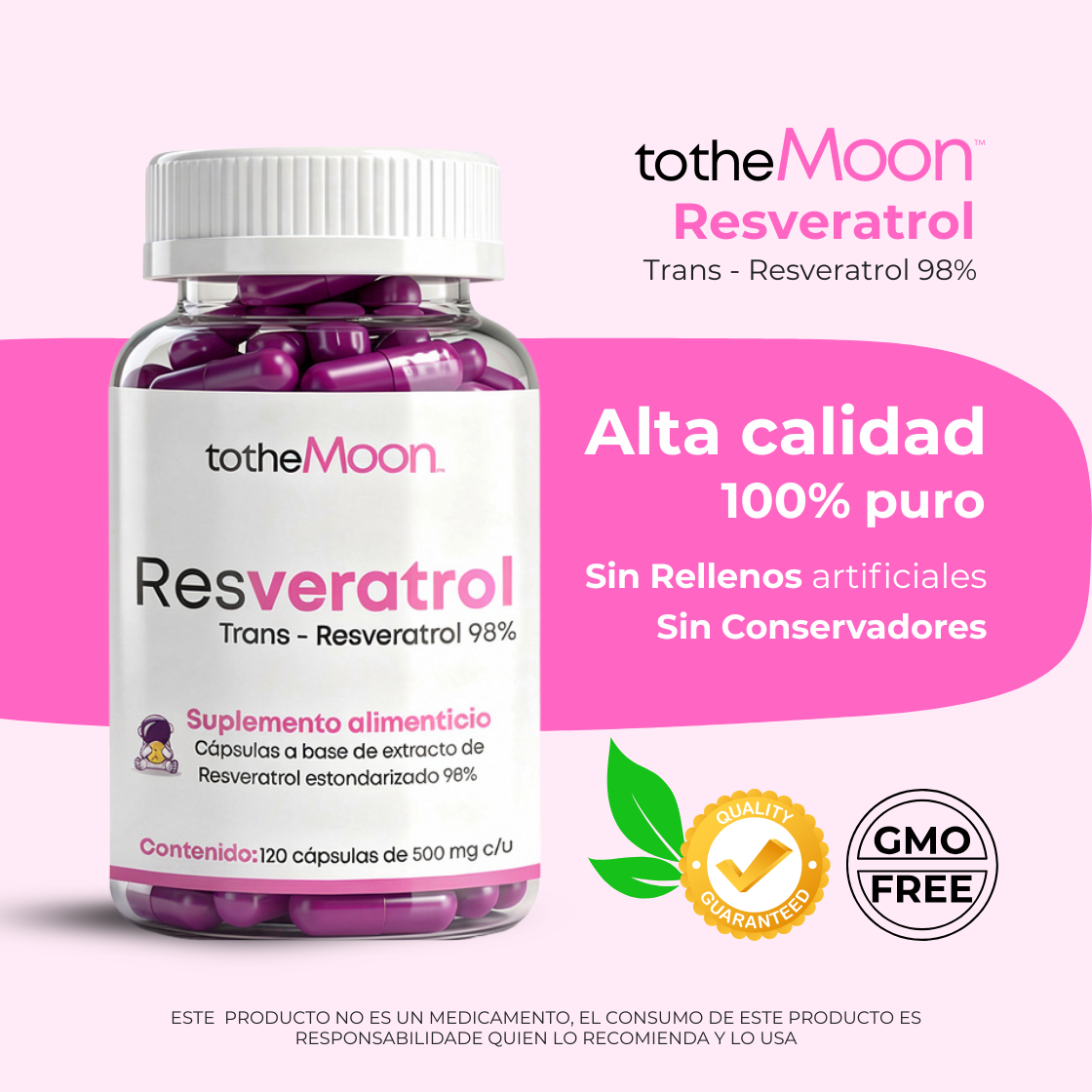 🛡️ TRANS-RESVERATROL 98% | Guard | 120 capsulas de 500 mg c/u