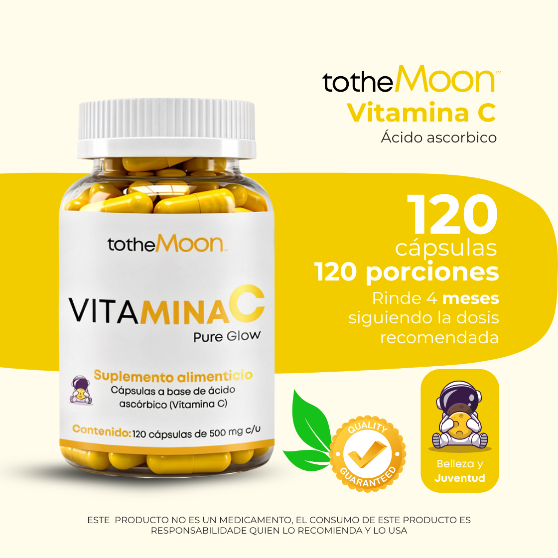 ✨ VITAMINA C | Pure Glow 120 cápsulas de 500 mg c/u