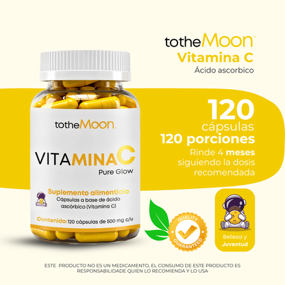 ✨ VITAMINA C | Pure Glow 120 cápsulas de 500 mg c/u